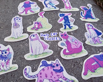 Cute Cat DND Classes Stickers, WIZARD ADDITION Dungeon and Dragons Themed Cats, fantasy medieval, laptop decals, waterbottle vinyl stickers