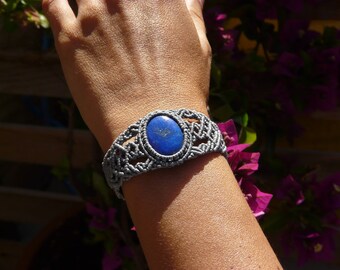 Bracciale Zodiaco In Argento Con Ciondolo Segno - Fatto A Mano In Macramè Nero - Regolabile Con Confezione Regalo