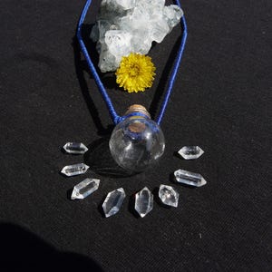 Raw Quartz Witchy Bottle Pendant Necklace, Energy Healing Gift for Her Protection Talisman.