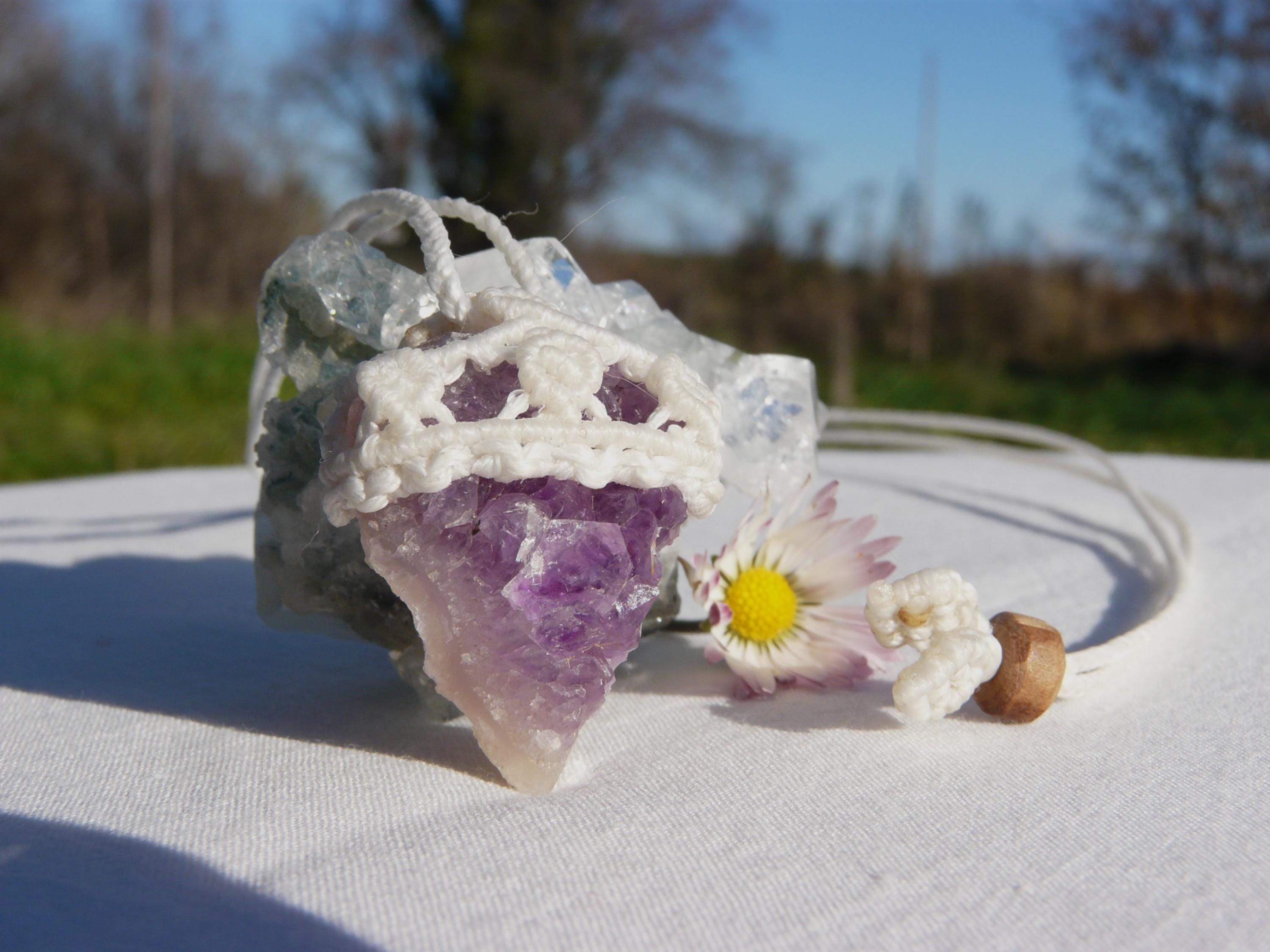 PIETRA SOLARE IN Pietra Preziosa Lolite Fatto A Mano Argento Gioiello Ciondolo 5,7 Cm EUR 9,39 - Foto 3