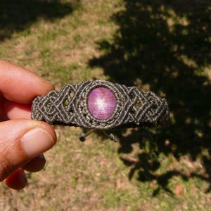 Bracciale Rubino Stella Macramè boho grigio