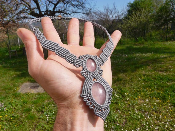 Collana In Macramè - Quarzo Rosa - Foto 10