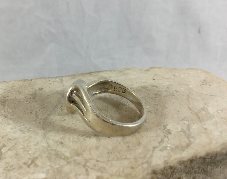 Vintage 925 Sterling Silver Man Woman Unisex Ring Swirl S Wave Shape Cutout Design Size 6.75