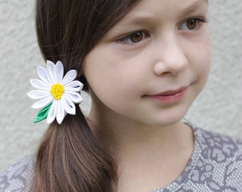 Daisy hair bow School bows Kindergarten hairbow White bows for girl hair bows holidays White hair flower Daisy hair accessories for toddlers