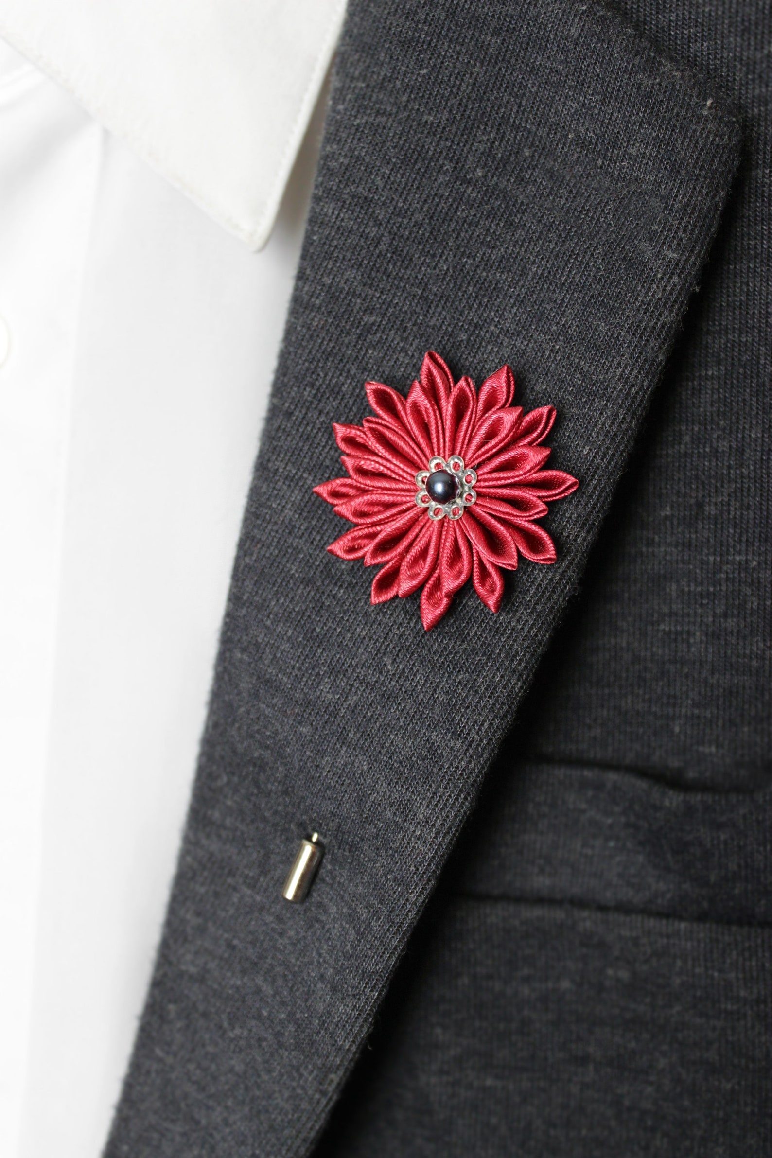 Suit Flower Lapel Men's Lapel Flower Burgundy Wedding Etsy