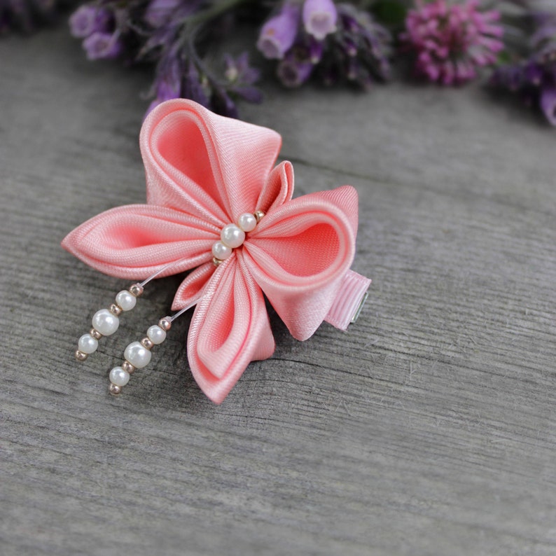 Toddler Hair Clip With Alligator Butterfly Hair Clip Kanzashi Etsy UK