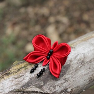 Gift for mom, coworker gift, Red brooch Butterfly brooch pin butterfly jewelry animal wildlife red fabric brooch image 4