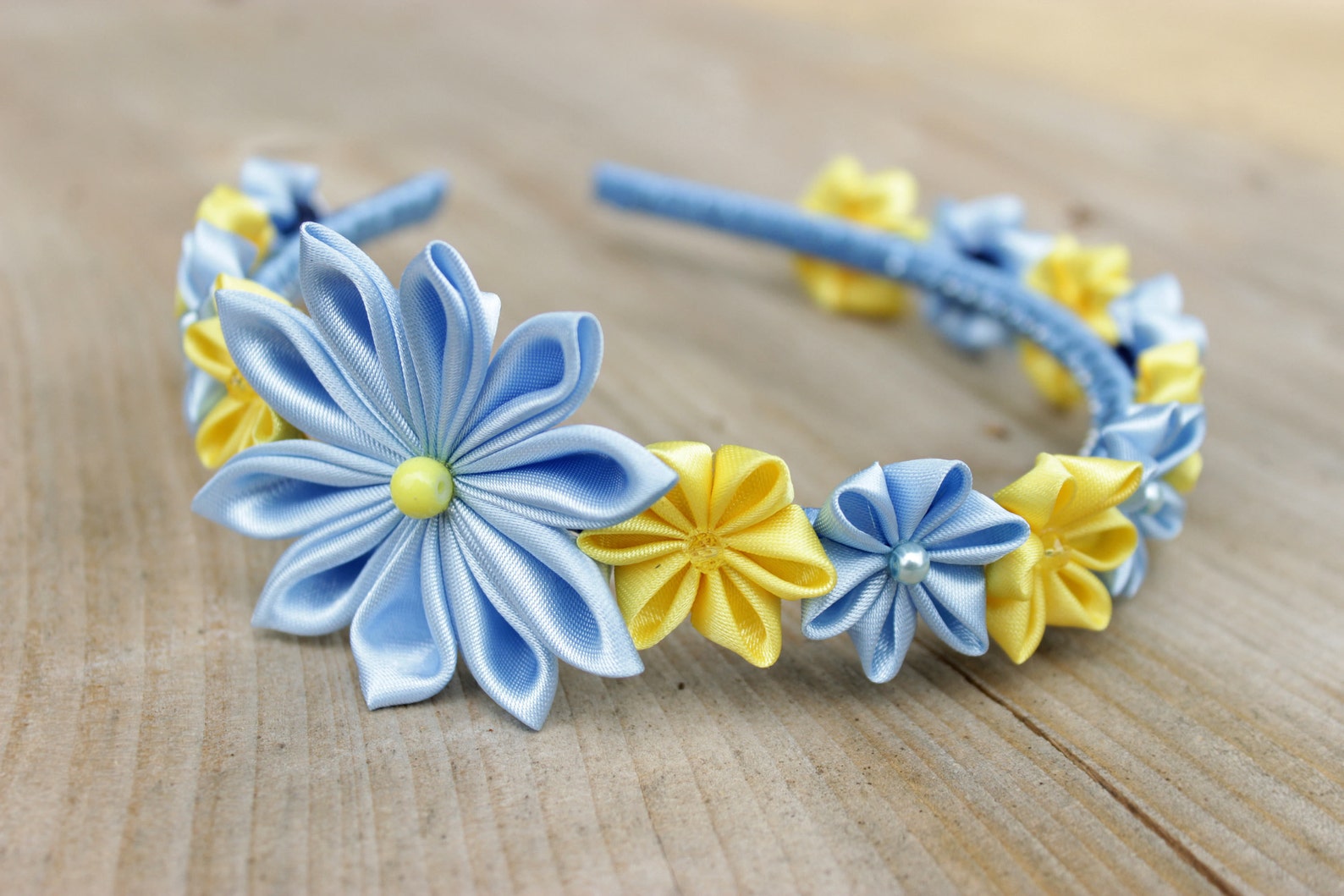 Baby blue headband Flower girl headband Flower girl gift Blue Etsy