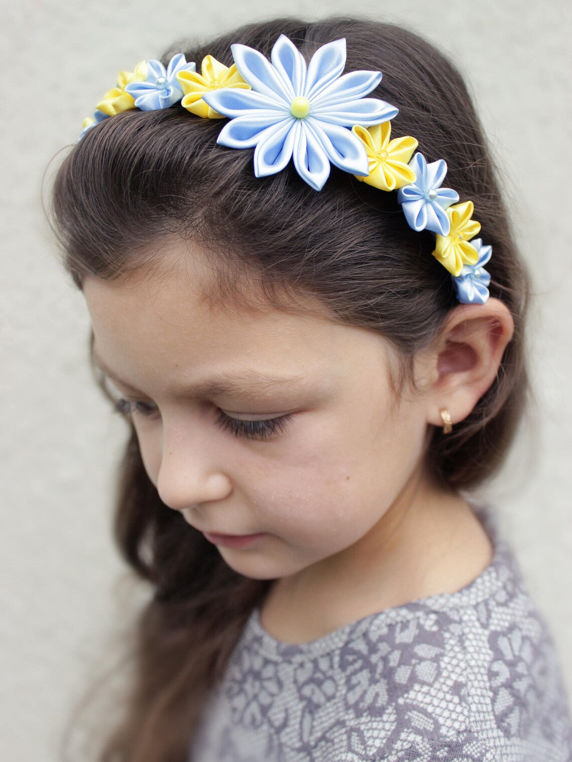 Baby blue headband Flower girl headband Flower girl gift Blue Etsy