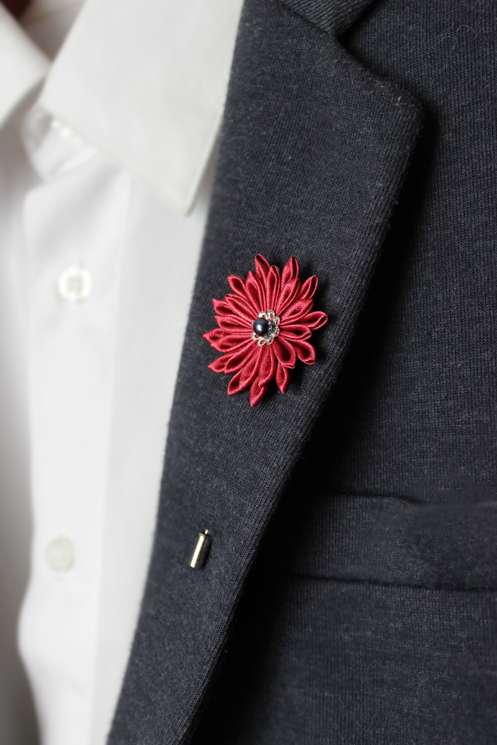 Suit Flower Lapel Men's Lapel Flower Burgundy Wedding Etsy