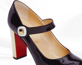 Christian Louboutin BIBABA Mary Jane Pumps – Vintage-Style Leather Heels, Iconic Red Soles, Timeless Elegance