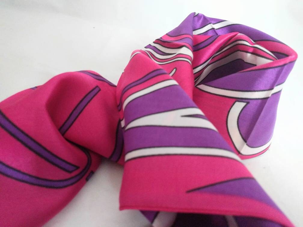 Foulard Vintage DIELMAR Private En Soie Rouge – Carré 40x40 Cm, Femme, Bandana