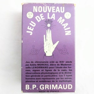 MUITO RARO Cartas de Tarô de Quiromancia Grimaud “Nouveau Jeu de la Main” de 1966 - Conjunto vintage completo com livreto