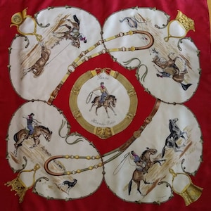 Hermes scarf PAMPA Jean De Fougerlolle hermes scarf silk square scarf collectible Hermes Rare Made in France vintage hermes scarf for her