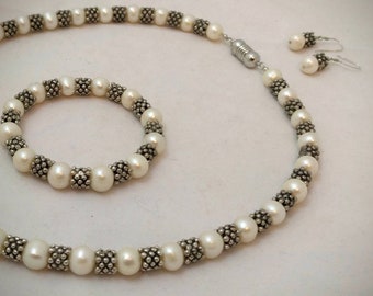 Fresh Water pearls set- necklace, bracelet and earrings