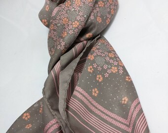 Foulard Carré En Soie Vintage Guy St Honoré - Marron - Bon état - Modèle FO637