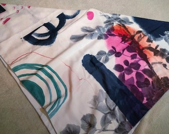 Vintage scarf - Large modern design square scarf - Elegant  design