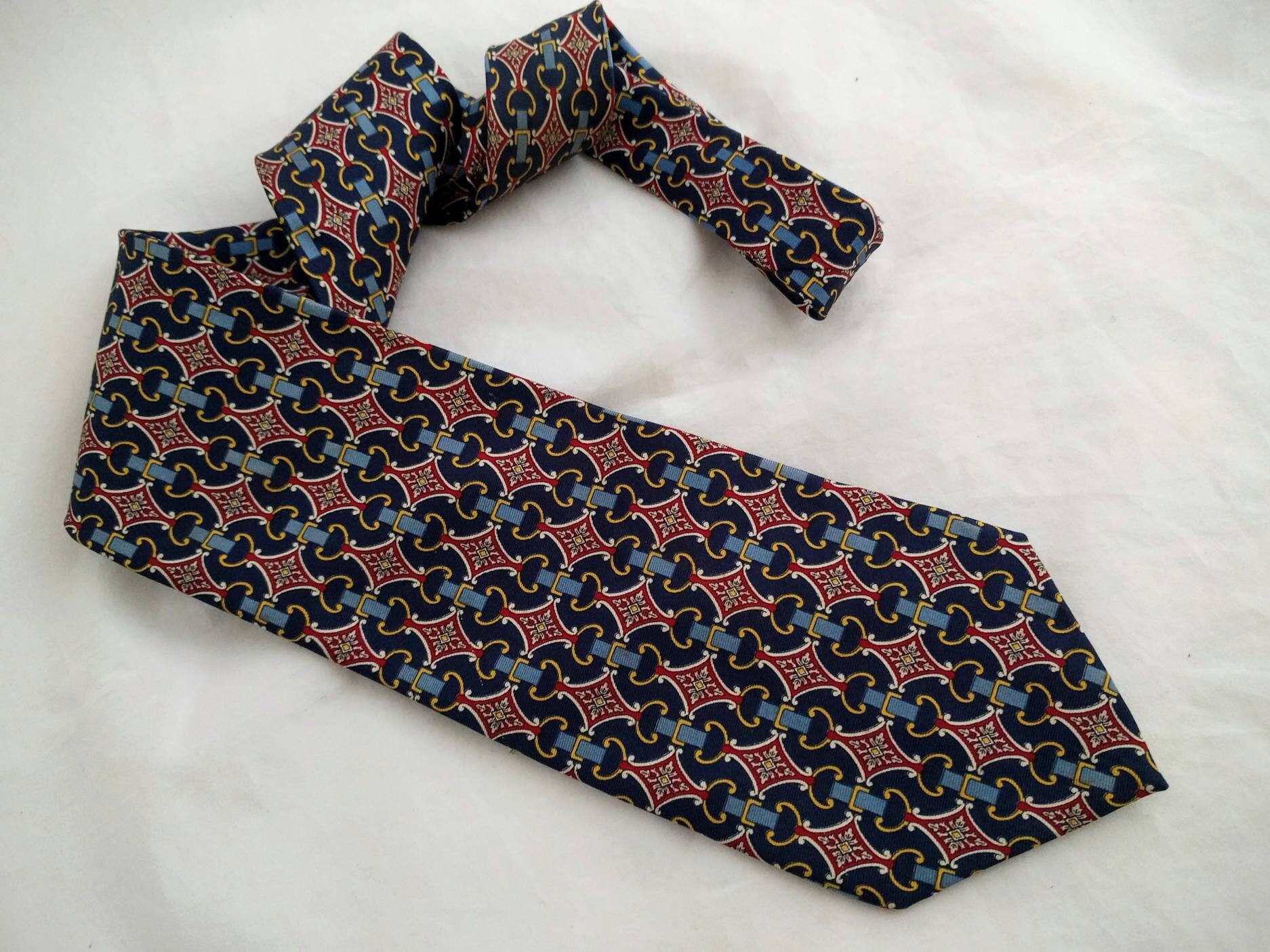 Gucci 100% Silk Tie Classic horse tack