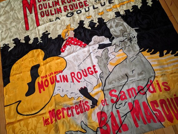 Scarf Silk France Moulin Rouge scarf La Goulue To… - image 7