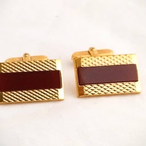Vintage cufflinks by AMERIK - Carnelian glass and gold plated cufflinks
