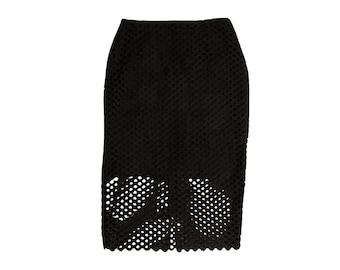 Part Two Copenhagen Black Guipure Lace Skirt – Scalloped Hem, Fully Lined, EU 38