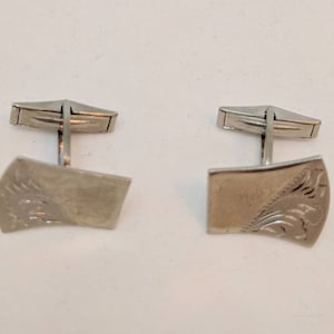 Vintage STERLING SILVER Cufflinks grabados gemelos