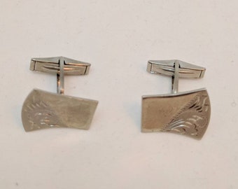 Vintage STERLING SILVER Cufflinks etched cufflinks