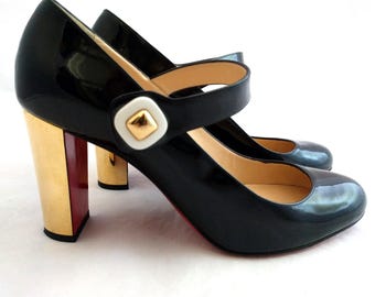 Christian Louboutin BIBABA Mary Jane Pumps – Vintage-Style Leather Heels, Iconic Red Soles, Timeless Elegance