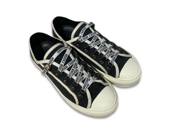 Authentic Walk’n’Dior Black Cotton Canvas Sneakers – J’Adior Signature, Gold-Finish Detailing, Made in Italy, Size 40