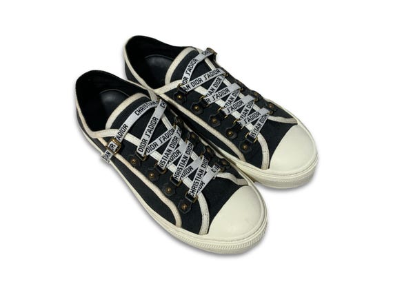 Authentic Walk'n'dior Black Cotton Canvas Sneakers – J'adior