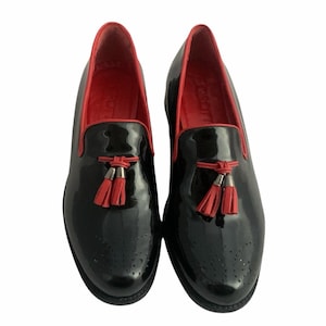 Girotti Black and Red Patent Leather Loafers – Handmade in Italy, Size 39, Never Used
