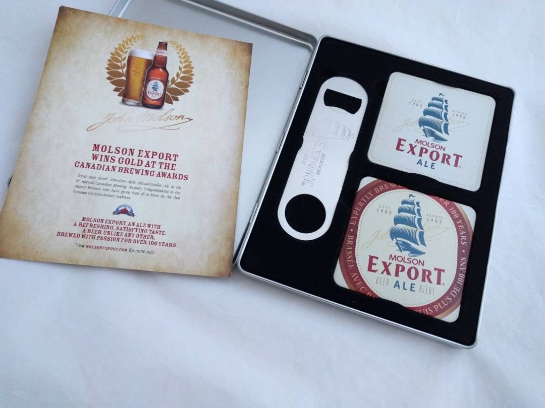 Vintage Molson Export Collectible Coaster Set With Bottle Opener - Etsy