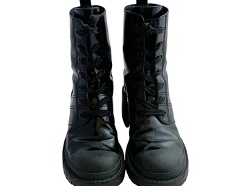 Marc Jacobs Bristol Combat Boots – Black Leather, Chunky Heel, Size 39 (US 7.5), Gently Used