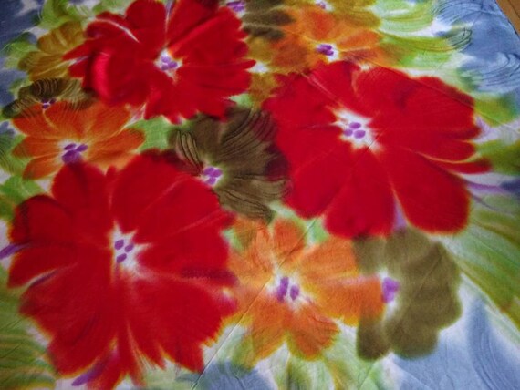 Tye dye Silk square scarf - Fiery flowers!! -  la… - image 7
