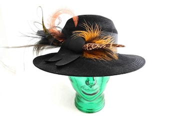 Vintage Jack McConnell Black Wool Wide-Brimmed Hat Gold Metallic Accents Vintage Jack McConnell Black Wool Wide-Brimmed Hat Gold  main image 4