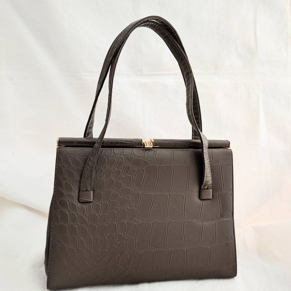Vintage Purse - Retro Couture top handle handbag - Dark brown
