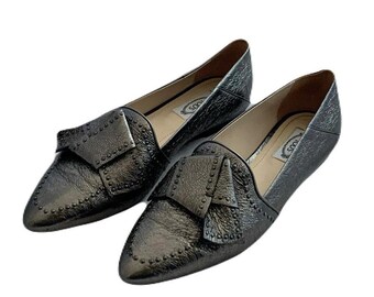 TOD'S メタリックグレー バレエシューズ TO9648BW000890_21_l.jpg