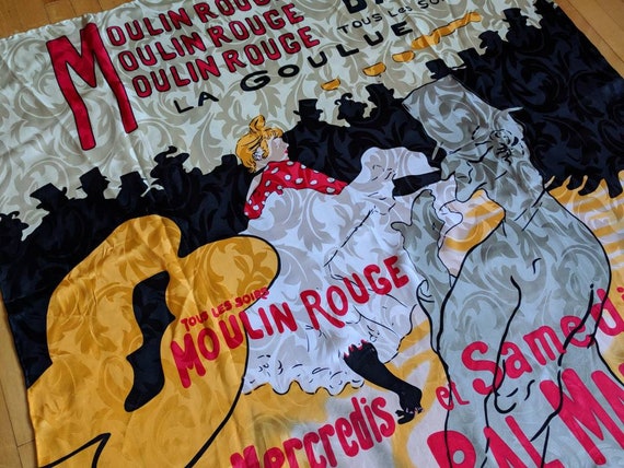 Scarf Silk France Moulin Rouge scarf La Goulue To… - image 1