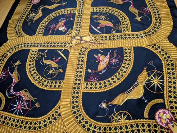 Scarf Silk Hermes Scarf VOITURES PANIERS J.A. Badie Hermes Silk