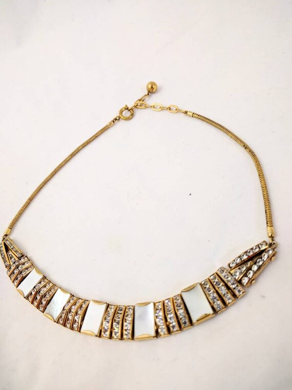Egyptian revival Mother of Pearl and brass neckla… - image 5
