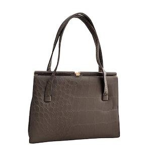 Vintage Purse - Retro Couture top handle handbag - Dark brown