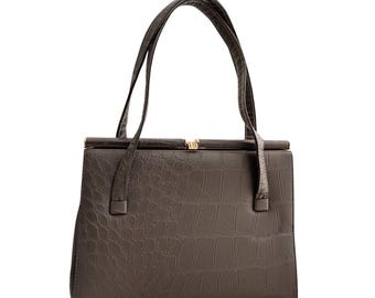 Vintage Purse - Retro Couture handväska med topphandtag - Mörkbrun