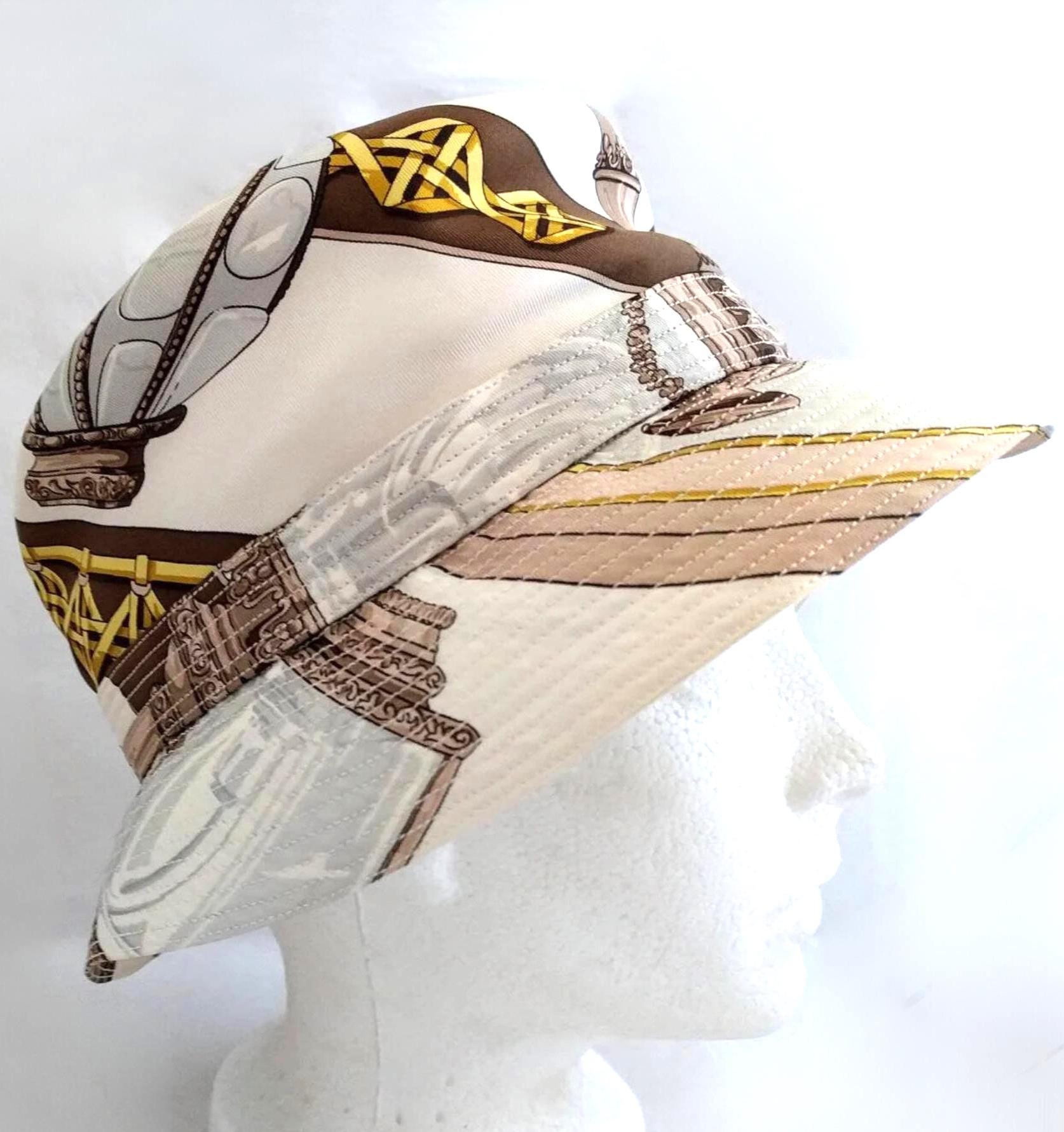 Hat Hermes Silk Hat Safari HERMES Vintage Silk Bucket Hat by 