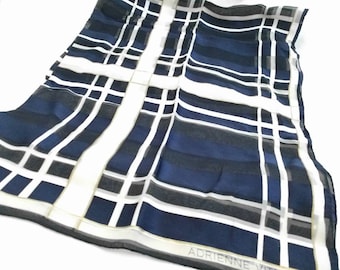 ADRIENNE VITTADINI Silk Scarf - navy & white