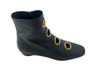Valentino booties Leather black Valentino ankle booties with golden eyelets