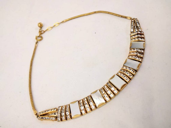 Egyptian revival Mother of Pearl and brass neckla… - image 3