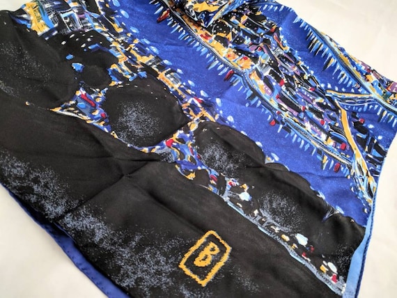 HAND PAINTED scarf - Starry Paris Night - headsca