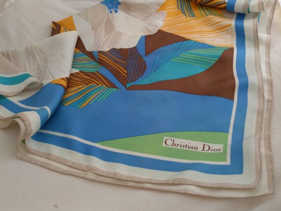 c.1978 Christian Dior Couture Huge Silk Chiffon Red & White Scarf