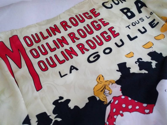 Scarf Silk France Moulin Rouge scarf La Goulue To… - image 2