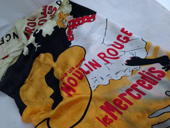 Scarf Silk France Moulin Rouge scarf La Goulue To… - image 5